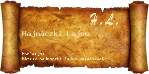 Hajnáczki Lajos névjegykártya